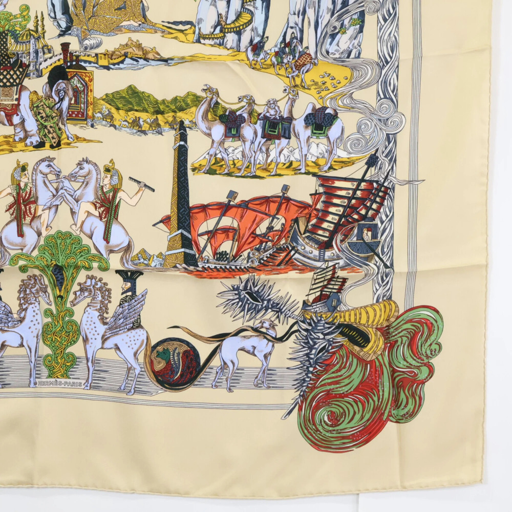 HERMES Cream Silk Scarf - Picture 5 of 8
